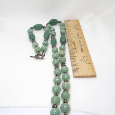 Jade & Sterling Silver Necklace & Bracelet Set 