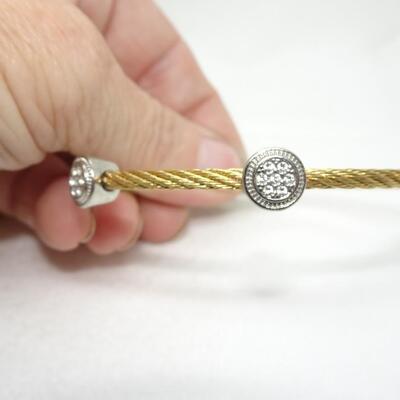 Gold Tone Link & Twist Cable Bracelets (2)
