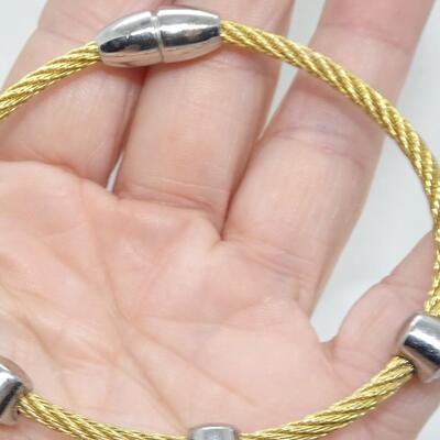 Gold Tone Link & Twist Cable Bracelets (2)