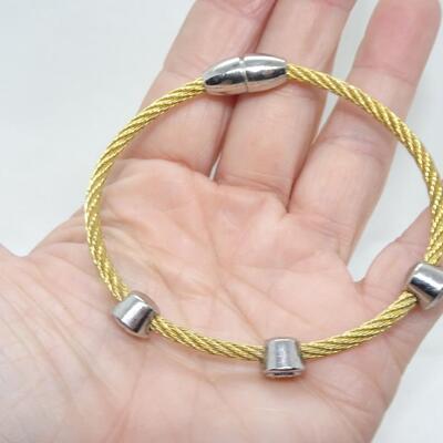 Gold Tone Link & Twist Cable Bracelets (2)