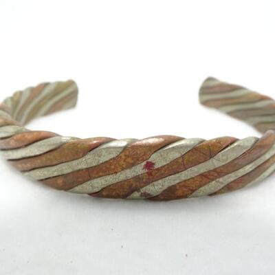 Copper & Silver "Taffy" Style Twist Cuff Bracelet 