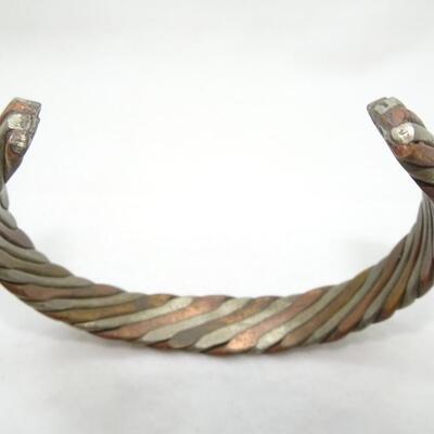 Copper & Silver "Taffy" Style Twist Cuff Bracelet 