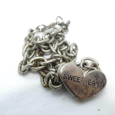 Sweetheart Silver Tone Tiffany Style Necklace 