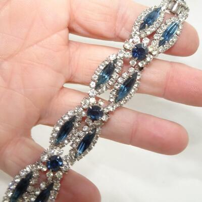 Sapphire Colored Rhinestone Bracelet, MCM - Mad Men Jewels 