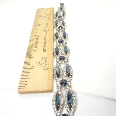 Sapphire Colored Rhinestone Bracelet, MCM - Mad Men Jewels 