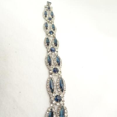 Sapphire Colored Rhinestone Bracelet, MCM - Mad Men Jewels 