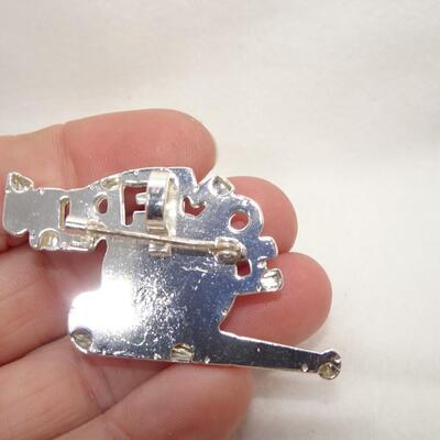 Silver Tone Baseball "Home Run!" Pin, Baseball & Bat 