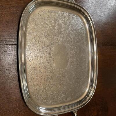 Large Silver Embossed Serving Platter