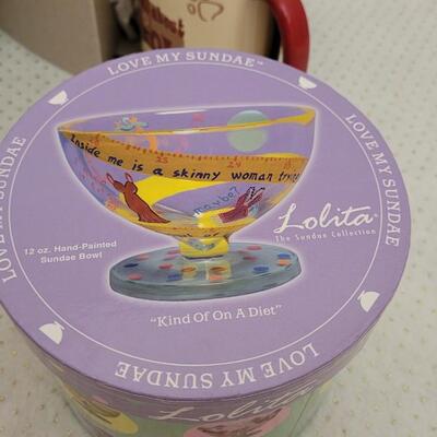 Lot 169: Assorted Coffee Cups + LOLITA Art Glass 
