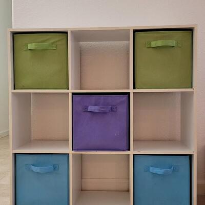 Lot 208: Storage Cubby System w/ 5 Cloth Boxes 36" x 36" x 12" 