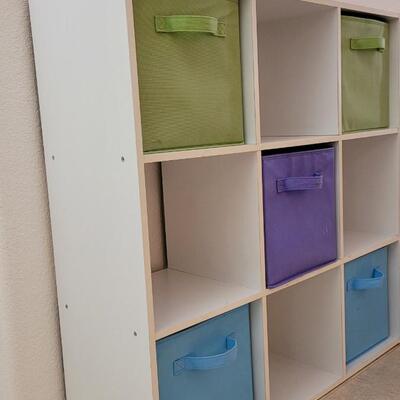 Lot 208: Storage Cubby System w/ 5 Cloth Boxes 36" x 36" x 12" 