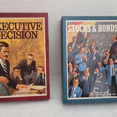 Lot 217: Vintage Family Board Games - Executive Decision + Stocks and Bonds