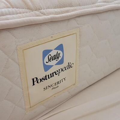 Lot 221: Vintage LANE Mid Century Modern Queen Size Bed w/ Serta Mattress