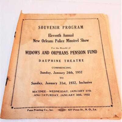 Lot #260  Attic Find!  Super Rare Program from New Orleans Police MINSTREL Show - 1932