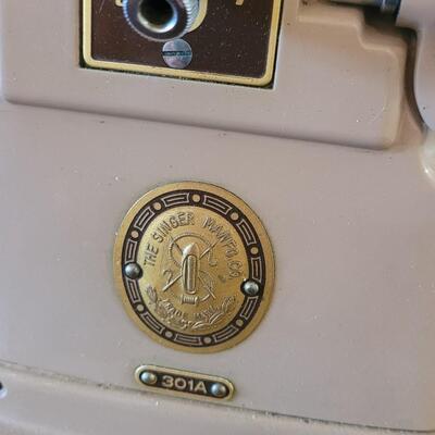 Lot 234: Vintage Singer 301A in Sewing Cabinet 