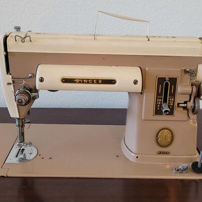 Lot 234: Vintage Singer 301A in Sewing Cabinet 