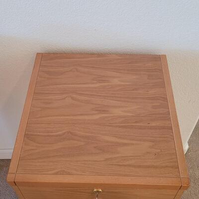 Lot 235: Wood 2 Drawer File Cabinet with Keys