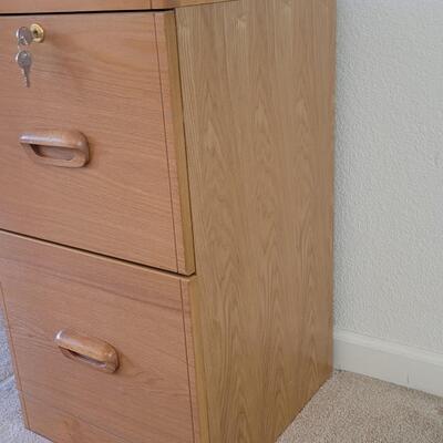 Lot 235: Wood 2 Drawer File Cabinet with Keys