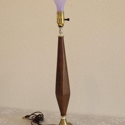 Lot 236: Mid Century Modern Walnut and Brass Lamp #1