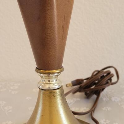 Lot 236: Mid Century Modern Walnut and Brass Lamp #1