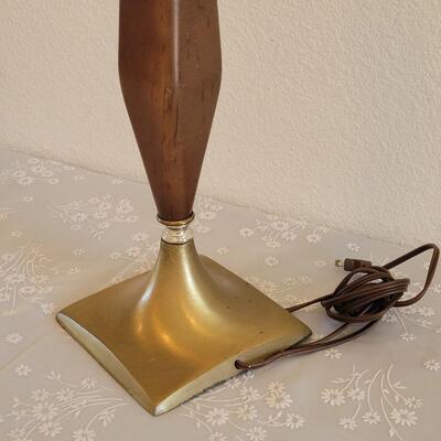 Lot 236: Mid Century Modern Walnut and Brass Lamp #1