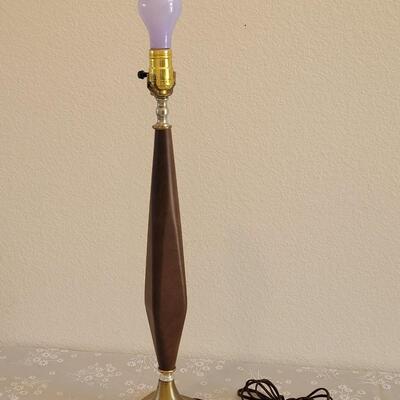 Lot 237: Mid Century Modern Walnut and Brass Lamp #2