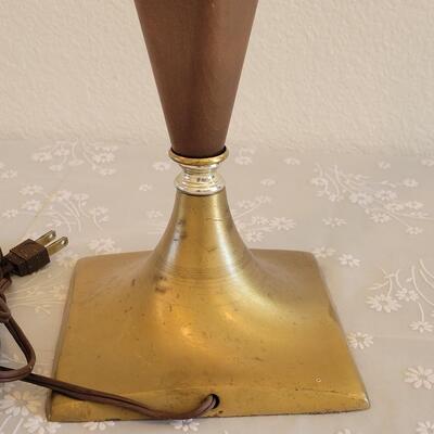 Lot 237: Mid Century Modern Walnut and Brass Lamp #2