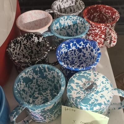 8 Crow Canyon Splatterware Metal Cups Mugs -Item #158