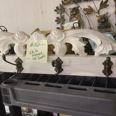 White Hanger with Hooks 29Â½"L - Item #169