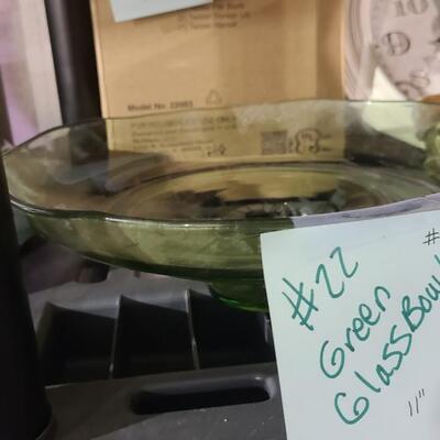 Green Glass Bowl 11"  - Item #186