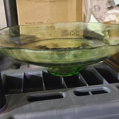 Green Glass Bowl 11"  - Item #186