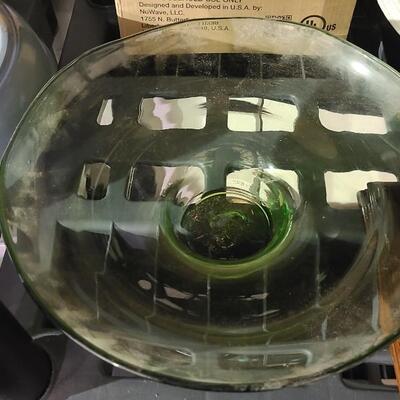 Green Glass Bowl 11"  - Item #186