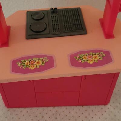 Lot 255: Vintage Barbie Kitchen Island with Stove and Refrigerator 