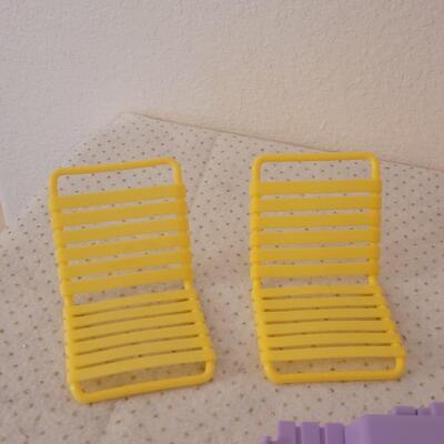 Lot 258: Vintage Barbie Accessories- Chairs, Grill, TV