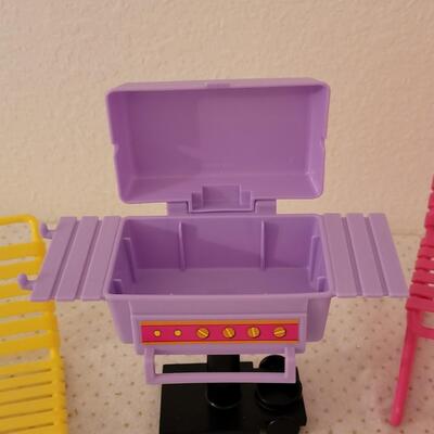 Lot 258: Vintage Barbie Accessories- Chairs, Grill, TV