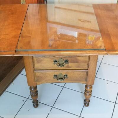Lot #280  Mid Century Colonial Ethan Allen Extendable Side Table
