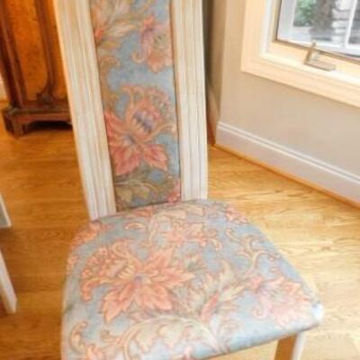 Six Upholstered, Straight Back, Dining Room Chairs- Wood Frame:  46
