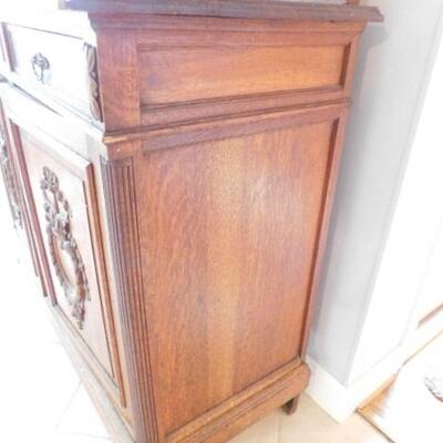 Antique Solid Wood Cupboard with Hutch:  50 1/2