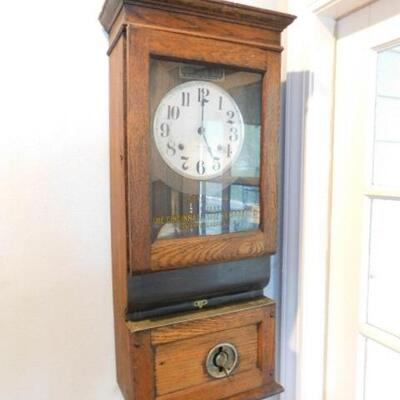 Antique Seth Thomas Wood Case Wall Clock- Style No. 14 Made by The Cincinnati Time Recorder:  14
