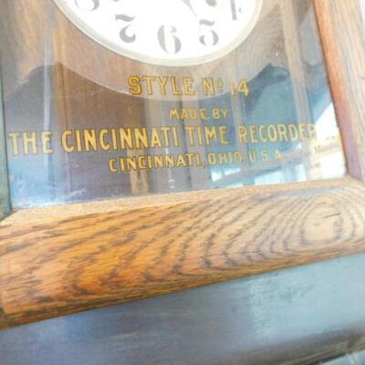 Antique Seth Thomas Wood Case Wall Clock- Style No. 14 Made by The Cincinnati Time Recorder:  14