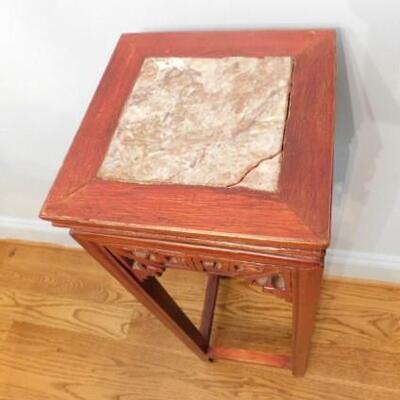 Solid Wood Plant Stand with Tile Top:  9 3/4
