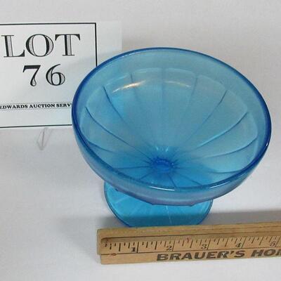 Blue Stretch Glass Compote