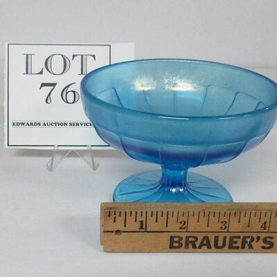 Blue Stretch Glass Compote