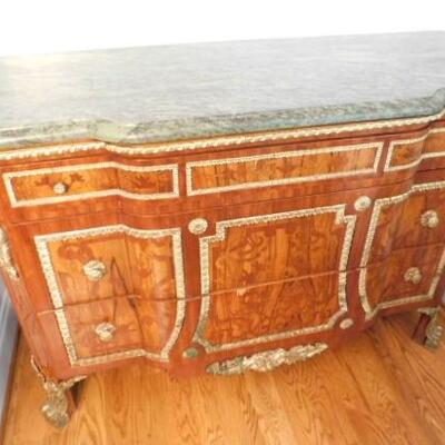 Solid Wood Chinoiserie Style Side Board with Marble Top:  52