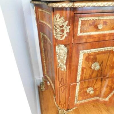 Solid Wood Chinoiserie Style Side Board with Marble Top:  52