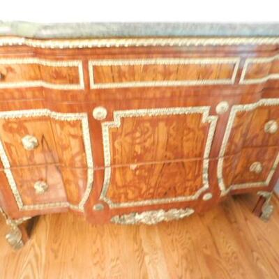 Solid Wood Chinoiserie Style Side Board with Marble Top:  52