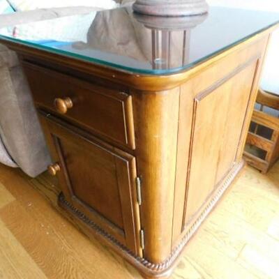 Wood Side Table with Protective Glass Top:  20