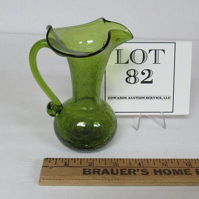 Green Crackle Glass Pitcher