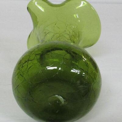 Green Crackle Glass Pitcher