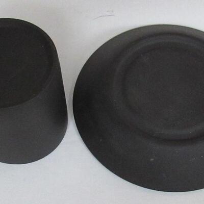 Wedgwood Black Jasperware Undecorated Demitasse Cup and Saucer